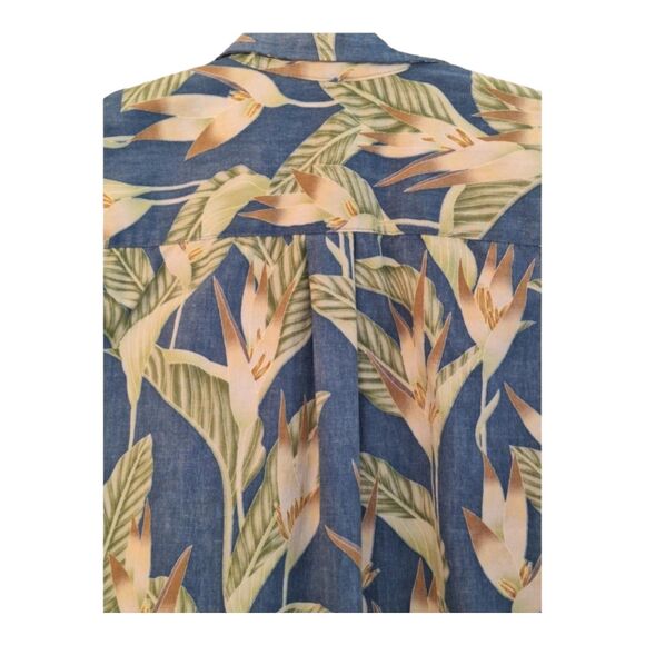 Hawaiian Shirt by Cooke Street Honolulu 100% Cotton men's Large Blue Tropical - Picture 4 of 8